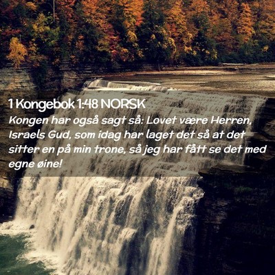 Picture 02 - 1 Kongebok 1:48 NORSK - Kongen har også sagt så: Lovet være Herren, - Bible Verse Picture