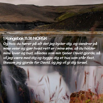 Picture 02 - 1 Kongebok 11:38 NORSK - Og hvis du hører på alt det jeg byder dig, og - Bible Verse Picture