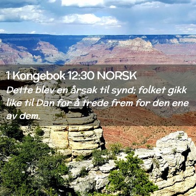 Picture 02 - 1 Kongebok 12:30 NORSK - Dette blev en årsak til synd; folket gikk like - Bible Verse Picture