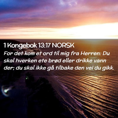 Picture 02 - 1 Kongebok 13:17 NORSK - For det kom et ord til mig fra Herren: Du skal - Bible Verse Picture