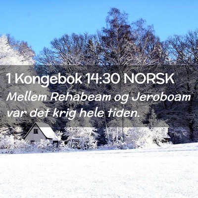 Picture 02 - 1 Kongebok 14:30 NORSK - Mellem Rehabeam og Jeroboam var det krig hele - Bible Verse Picture