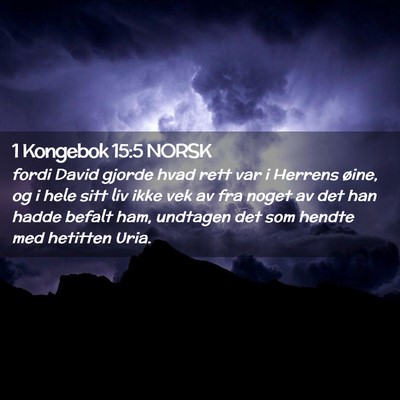 Picture 02 - 1 Kongebok 15:5 NORSK - fordi David gjorde hvad rett var i Herrens øine, - Bible Verse Picture