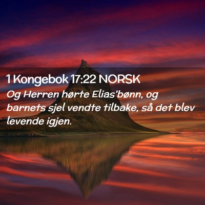 Picture 02 - 1 Kongebok 17:22 NORSK - Og Herren hørte Elias'bønn, og barnets sjel - Bible Verse Picture