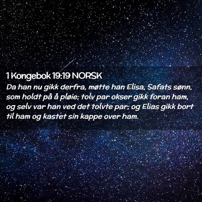 Picture 02 - 1 Kongebok 19:19 NORSK - Da han nu gikk derfra, møtte han Elisa, Safats - Bible Verse Picture