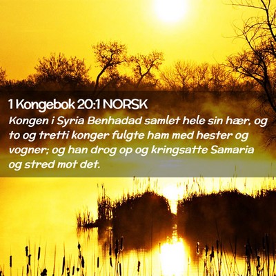 Picture 02 - 1 Kongebok 20:1 NORSK - Kongen i Syria Benhadad samlet hele sin hær, og - Bible Verse Picture