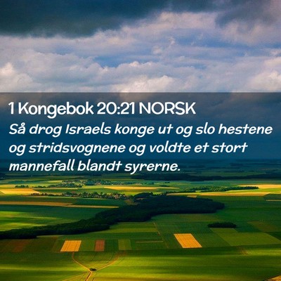Picture 02 - 1 Kongebok 20:21 NORSK - Så drog Israels konge ut og slo hestene og - Bible Verse Picture