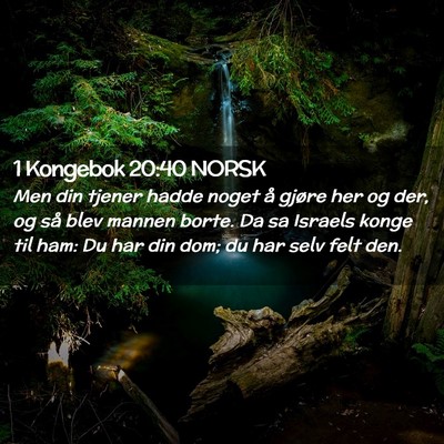 Picture 02 - 1 Kongebok 20:40 NORSK - Men din tjener hadde noget å gjøre her og der, - Bible Verse Picture