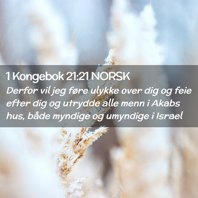 Picture 02 - 1 Kongebok 21:21 NORSK - Derfor vil jeg føre ulykke over dig og feie - Bible Verse Picture