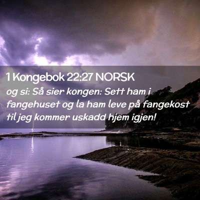 Picture 02 - 1 Kongebok 22:27 NORSK - og si: Så sier kongen: Sett ham i fangehuset og - Bible Verse Picture