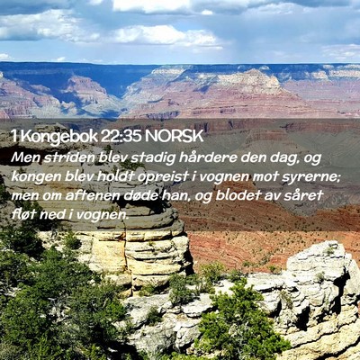 Picture 02 - 1 Kongebok 22:35 NORSK - Men striden blev stadig hårdere den dag, og - Bible Verse Picture