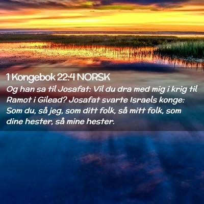 Picture 02 - 1 Kongebok 22:4 NORSK - Og han sa til Josafat: Vil du dra med mig i krig - Bible Verse Picture