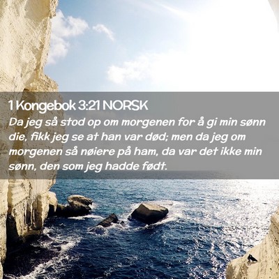 Picture 02 - 1 Kongebok 3:21 NORSK - Da jeg så stod op om morgenen for å gi min - Bible Verse Picture
