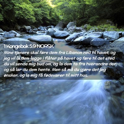 Picture 02 - 1 Kongebok 5:9 NORSK - Mine tjenere skal føre dem fra Libanon ned til - Bible Verse Picture
