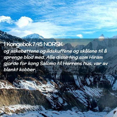 Picture 02 - 1 Kongebok 7:45 NORSK - og askebøttene og ildskuffene og skålene til å - Bible Verse Picture