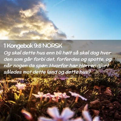 Picture 02 - 1 Kongebok 9:8 NORSK - Og skal dette hus enn bli høit så skal dog hver - Bible Verse Picture