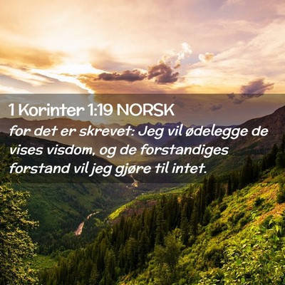 Picture 02 - 1 Korinter 1:19 NORSK - for det er skrevet: Jeg vil ødelegge de vises - Bible Verse Picture
