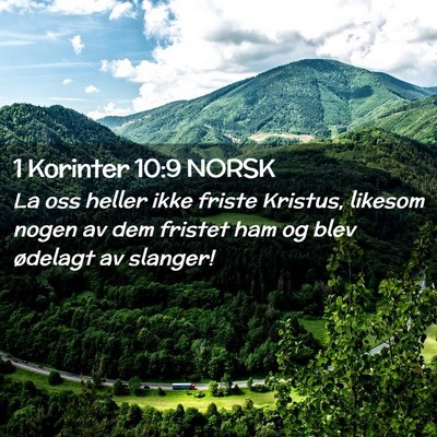 Picture 02 - 1 Korinter 10:9 NORSK - La oss heller ikke friste Kristus, likesom nogen - Bible Verse Picture
