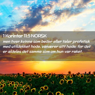 Picture 02 - 1 Korinter 11:5 NORSK - men hver kvinne som beder eller taler profetisk - Bible Verse Picture