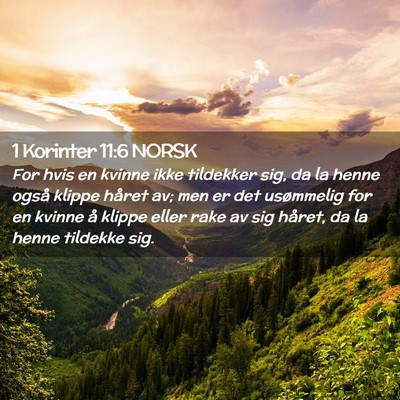 Picture 02 - 1 Korinter 11:6 NORSK - For hvis en kvinne ikke tildekker sig, da la - Bible Verse Picture