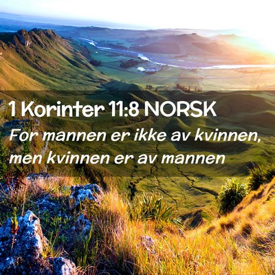 Picture 02 - 1 Korinter 11:8 NORSK - For mannen er ikke av kvinnen, men kvinnen er av - Bible Verse Picture