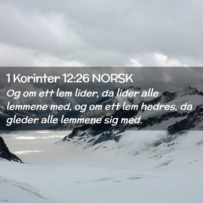 Picture 02 - 1 Korinter 12:26 NORSK - Og om ett lem lider, da lider alle lemmene med, - Bible Verse Picture