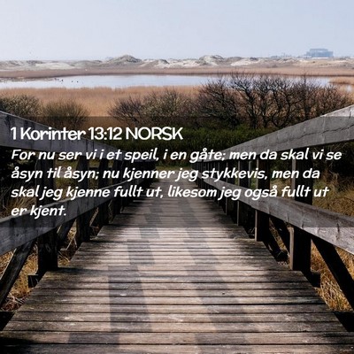 Picture 02 - 1 Korinter 13:12 NORSK - For nu ser vi i et speil, i en gåte; men da skal - Bible Verse Picture