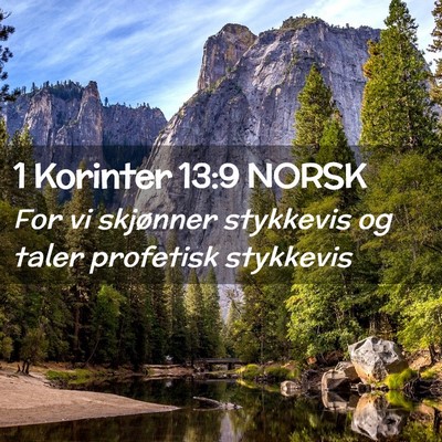 Picture 02 - 1 Korinter 13:9 NORSK - For vi skjønner stykkevis og taler profetisk - Bible Verse Picture