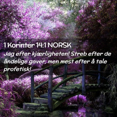 Picture 02 - 1 Korinter 14:1 NORSK - Jag efter kjærligheten! Streb efter de åndelige - Bible Verse Picture