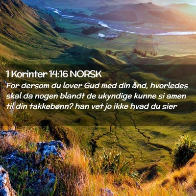 Picture 02 - 1 Korinter 14:16 NORSK - For dersom du lover Gud med din ånd, hvorledes - Bible Verse Picture
