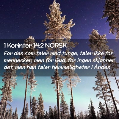 Picture 02 - 1 Korinter 14:2 NORSK - For den som taler med tunge, taler ikke for - Bible Verse Picture