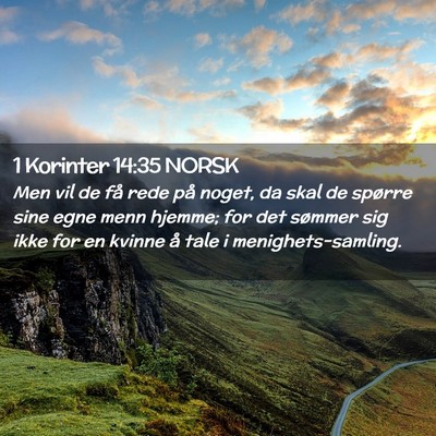Picture 02 - 1 Korinter 14:35 NORSK - Men vil de få rede på noget, da skal de spørre - Bible Verse Picture