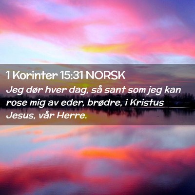 Picture 02 - 1 Korinter 15:31 NORSK - Jeg dør hver dag, så sant som jeg kan rose mig - Bible Verse Picture