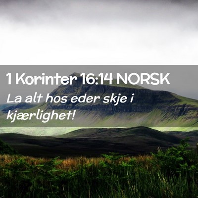 Picture 02 - 1 Korinter 16:14 NORSK - La alt hos eder skje i - Bible Verse Picture