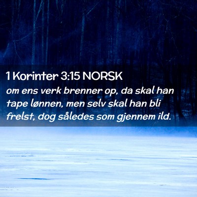 Picture 02 - 1 Korinter 3:15 NORSK - om ens verk brenner op, da skal han tape lønnen, - Bible Verse Picture