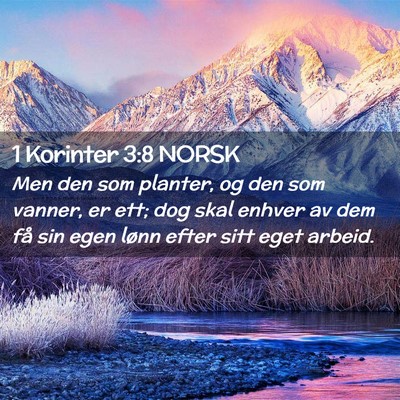 Picture 02 - 1 Korinter 3:8 NORSK - Men den som planter, og den som vanner, er ett; - Bible Verse Picture
