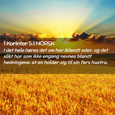 Picture 02 - 1 Korinter 5:1 NORSK - I det hele høres det om hor iblandt eder, og det - Bible Verse Picture