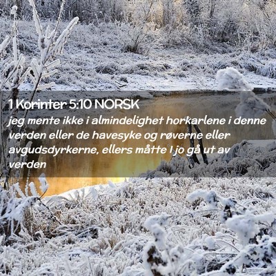 Picture 02 - 1 Korinter 5:10 NORSK - jeg mente ikke i almindelighet horkarlene i denne - Bible Verse Picture