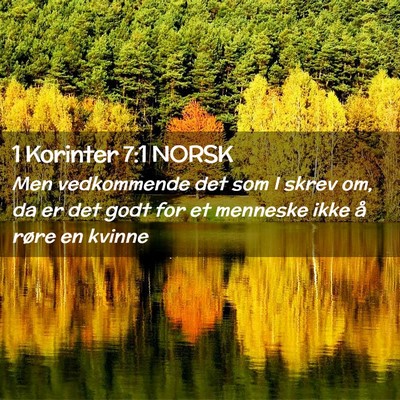 Picture 02 - 1 Korinter 7:1 NORSK - Men vedkommende det som I skrev om, da er det - Bible Verse Picture