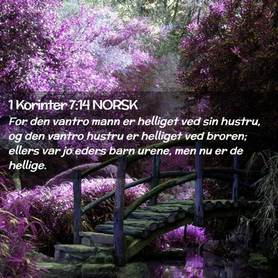 Picture 02 - 1 Korinter 7:14 NORSK - For den vantro mann er helliget ved sin hustru, - Bible Verse Picture