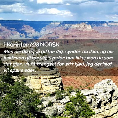 Picture 02 - 1 Korinter 7:28 NORSK - Men om du også gifter dig, synder du ikke, og om - Bible Verse Picture