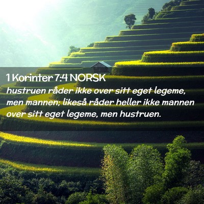 Picture 02 - 1 Korinter 7:4 NORSK - hustruen råder ikke over sitt eget legeme, men - Bible Verse Picture