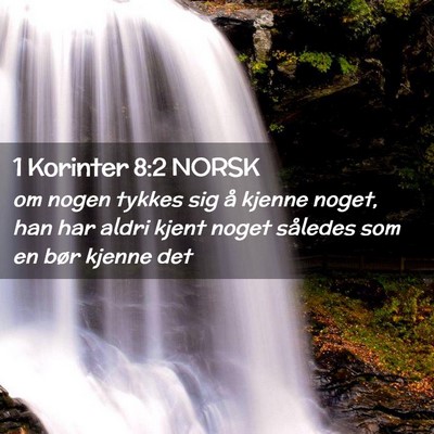 Picture 02 - 1 Korinter 8:2 NORSK - om nogen tykkes sig å kjenne noget, han har - Bible Verse Picture