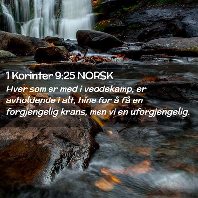 Picture 02 - 1 Korinter 9:25 NORSK - Hver som er med i veddekamp, er avholdende i alt, - Bible Verse Picture