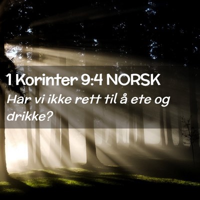 Picture 02 - 1 Korinter 9:4 NORSK - Har vi ikke rett til å ete og - Bible Verse Picture