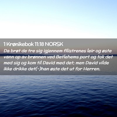 Picture 02 - 1 Krønikebok 11:18 NORSK - Da brøt de tre sig igjennem filistrenes leir og - Bible Verse Picture