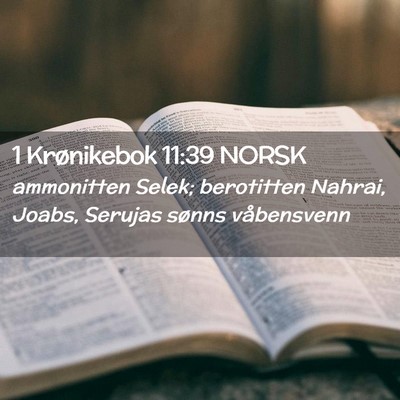 Picture 02 - 1 Krønikebok 11:39 NORSK - ammonitten Selek; berotitten Nahrai, Joabs, - Bible Verse Picture
