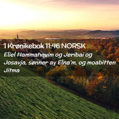 Picture 02 - 1 Krønikebok 11:46 NORSK - Eliel Hammahavim og Jeribai og Josavja, sønner - Bible Verse Picture