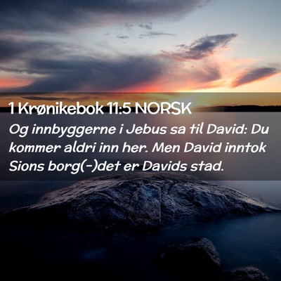 Picture 02 - 1 Krønikebok 11:5 NORSK - Og innbyggerne i Jebus sa til David: Du kommer - Bible Verse Picture