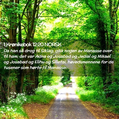 Picture 02 - 1 Krønikebok 12:20 NORSK - Da han så drog til Siklag, gikk nogen av Manasse - Bible Verse Picture