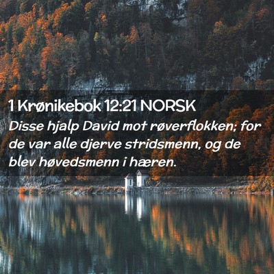 Picture 02 - 1 Krønikebok 12:21 NORSK - Disse hjalp David mot røverflokken; for de var - Bible Verse Picture